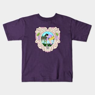 Easter Girl with Tulips, in Heart Kids T-Shirt